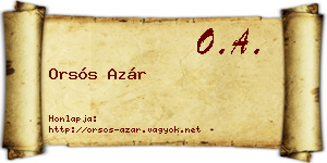 Orsós Azár névjegykártya